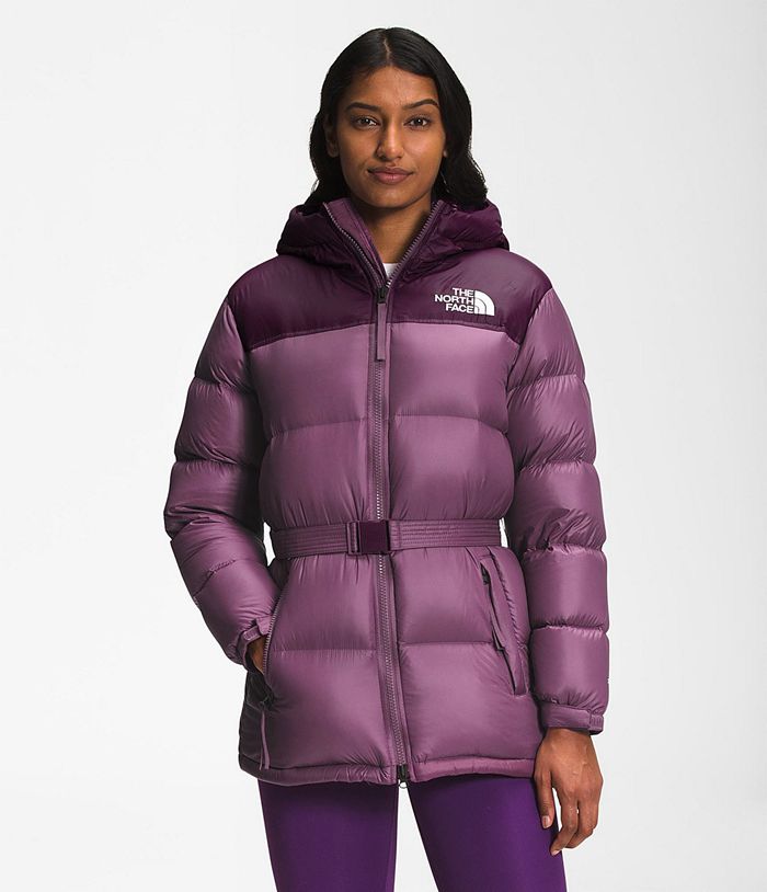 The North Face Womens Puffer Jacket Nuptse Belted Mid 094OYCSVA - Purple